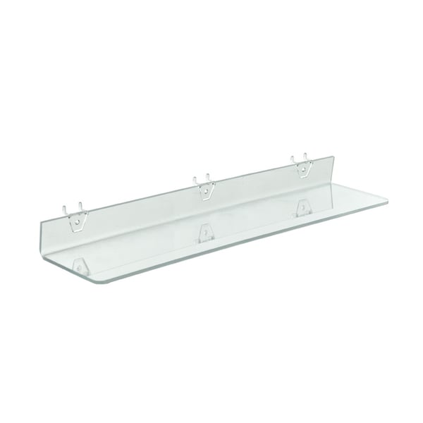 24"W x 4"D Clear Acrylic Shelf for Pegboard and Slatwall, PK4